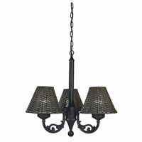 Versailles Chandelier 17750 with Black Body and Walnut Wicker Shades PLC-17750